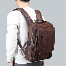 Men's Leather New Large Capacity USB Charging Backpack