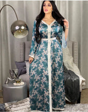 Dubai Print Floral Lace Long Dress