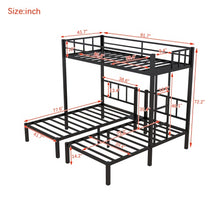 Twin Over Twin & Twin Bunk Beds For 3, Twin XL Over Twin Twin Bunk Bed Metal Triple Bunk Bed, Black