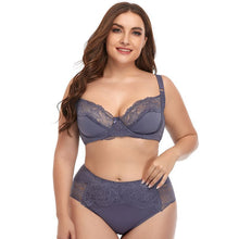 Plus Size Underwire Lace Trim Lingerie