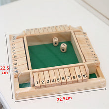 Deluxe Four Sided Shut The Box Dice Board Game 4 Sided 10 Number Wooden Flaps Dices Game Set for Pub Bar Party Supplies