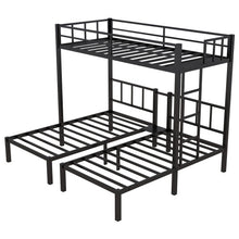 Twin Over Twin & Twin Bunk Beds For 3, Twin XL Over Twin Twin Bunk Bed Metal Triple Bunk Bed, Black