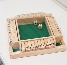 Deluxe Four Sided Shut The Box Dice Board Game 4 Sided 10 Number Wooden Flaps Dices Game Set for Pub Bar Party Supplies