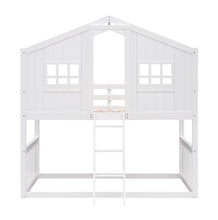 Bunk House Bed With Ladder, Wooden Bed - White