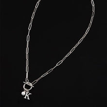 European And American 26 English Letter Necklace Stainless Steel Clip Chain Imitation Pearl Pendant For Women And Men