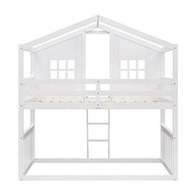 Bunk House Bed With Ladder, Wooden Bed - White