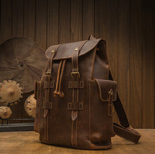 Retro Crazy Horse Leather Men's Backpack Casual Bag