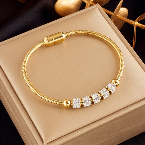 Gold-plated Butterfly Pearl Flower Rhinestone-embedded Accessories Bracelet