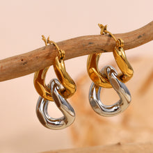 18K Gold Two-color Chain Stud Earrings For Women