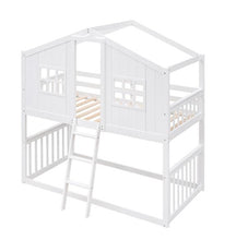 Bunk House Bed With Ladder, Wooden Bed - White