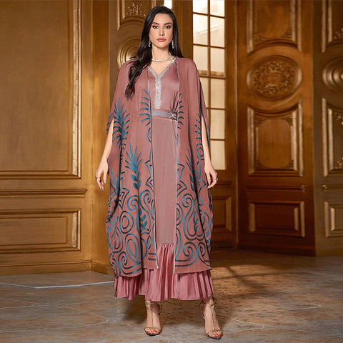 Fashion  Embroidered 34 Sleeve Dubai Robe