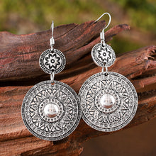 Retro Ethnic Style Round Printed Pendant Earrings