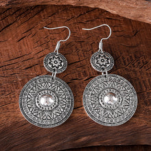 Retro Ethnic Style Round Printed Pendant Earrings