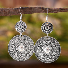 Retro Ethnic Style Round Printed Pendant Earrings