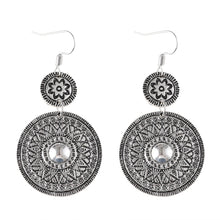 Retro Ethnic Style Round Printed Pendant Earrings