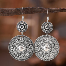 Retro Ethnic Style Round Printed Pendant Earrings