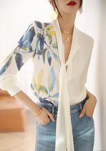 Ribbon Simulation Silk Shirt Woman