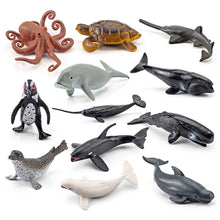 12PCS Mini Sea Toys for Kids Plastic Sea Animals Figurines Simulation Ocean Animals Model Decoration