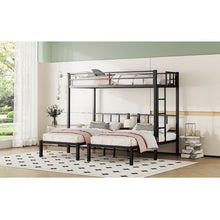 Twin Over Twin & Twin Bunk Beds For 3, Twin XL Over Twin Twin Bunk Bed Metal Triple Bunk Bed, Black