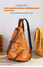 Casual Shoulder Crossbody First Layer Cowhide Sports Chest Bag