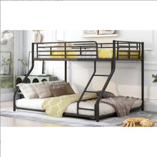 Metal Floor Bunk Bed, Twin XL Over Queen, Black