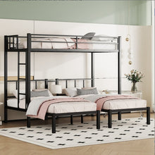 Twin Over Twin & Twin Bunk Beds For 3, Twin XL Over Twin Twin Bunk Bed Metal Triple Bunk Bed, Black